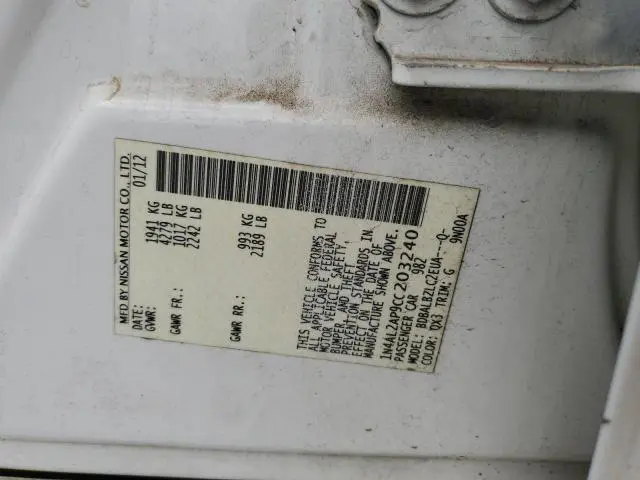 2012 NISSAN ALTIMA BASE  