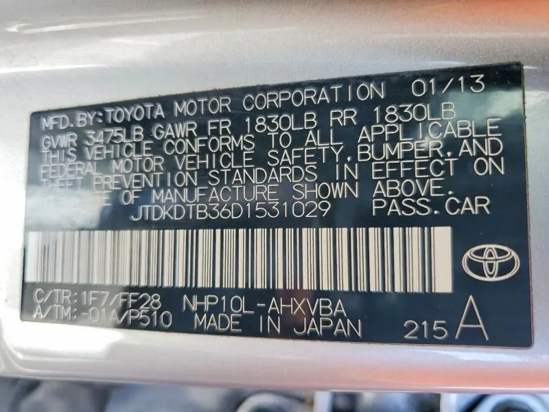 2013 TOYOTA PRIUS C TWO  