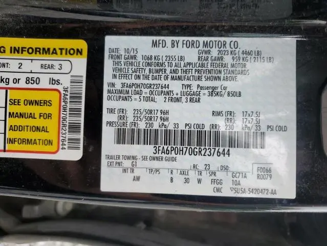 2016 FORD FUSION SE  