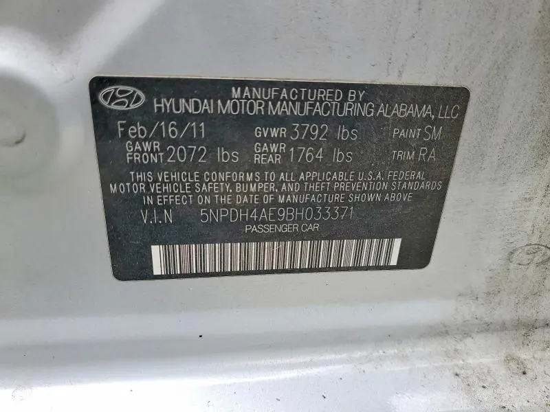2011 HYUNDAI ELANTRA GLS  