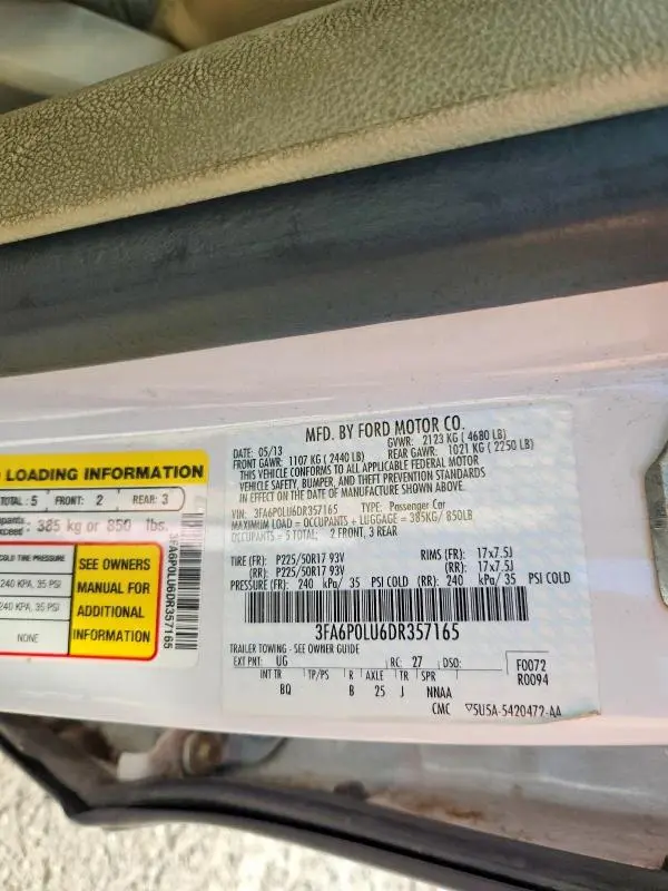 2013 FORD FUSION SE HYBRID  