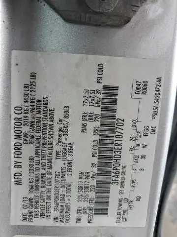 2014 FORD FUSION SE  