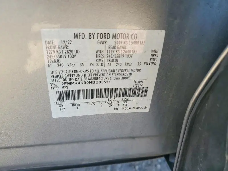 2022 FORD EDGE TITANIUM  