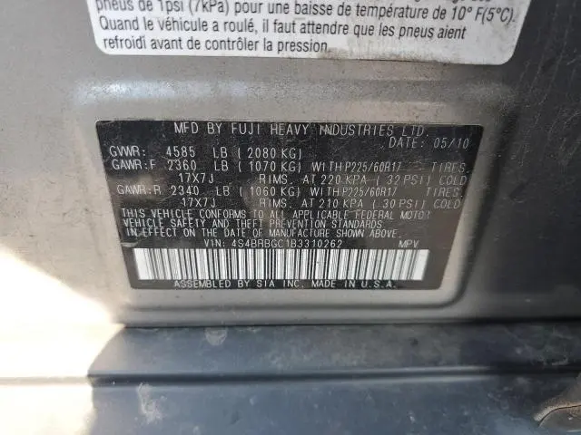 2011 SUBARU OUTBACK 2.5I PREMIUM  