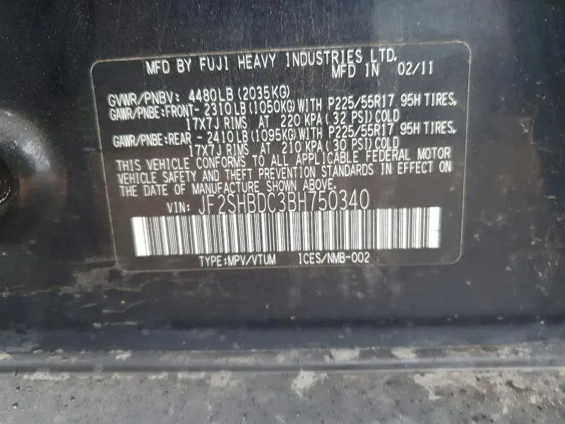 2011 SUBARU FORESTER 2.5X PREMIUM  