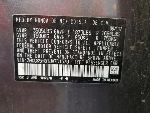 2018 HONDA FIT EX  