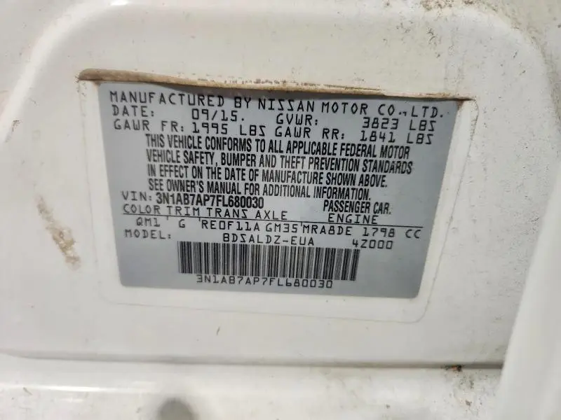 2015 NISSAN SENTRA SV  