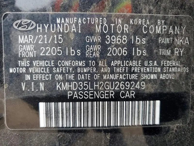 2016 HYUNDAI ELANTRA GT   