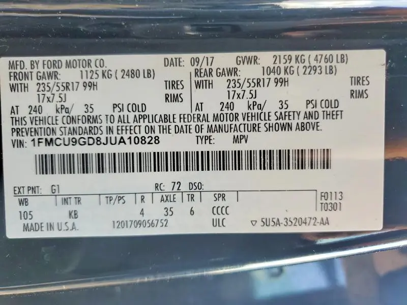 2018 FORD ESCAPE SE  