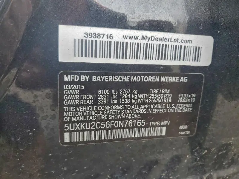 2015 BMW X6 XDRIVE35I  