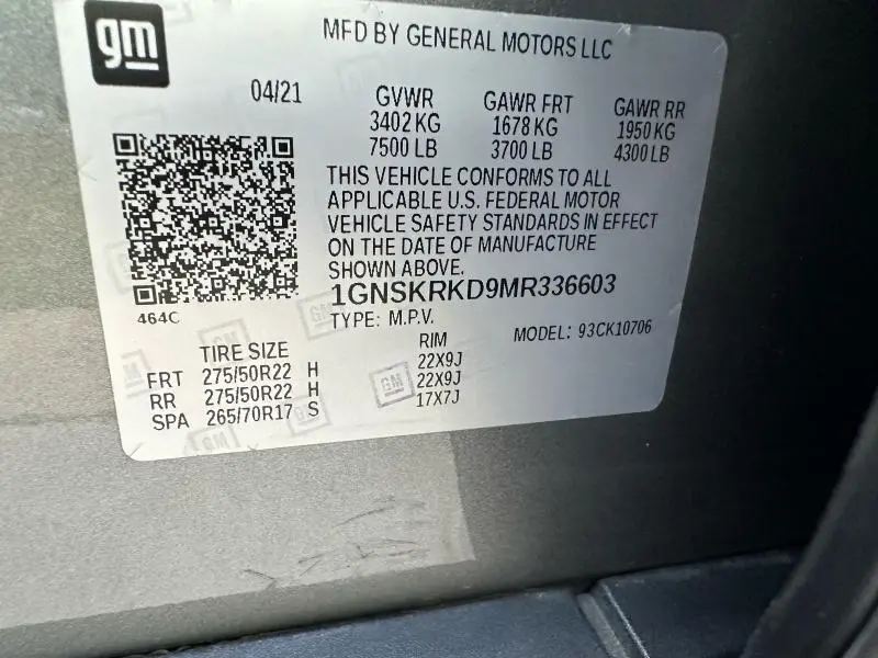 2021 CHEVROLET TAHOE K1500 RST  