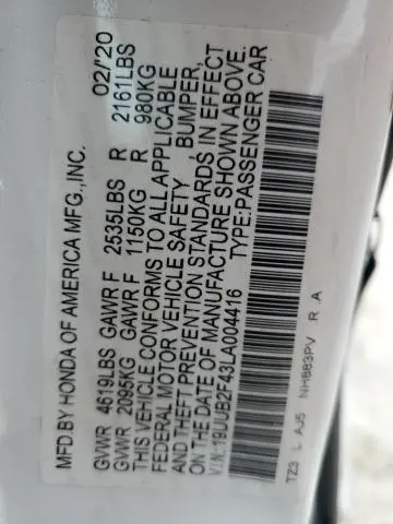 2020 ACURA TLX TECHNOLOGY  