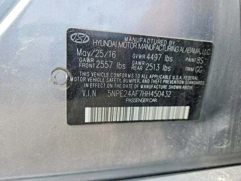 2017 HYUNDAI SONATA SE  
