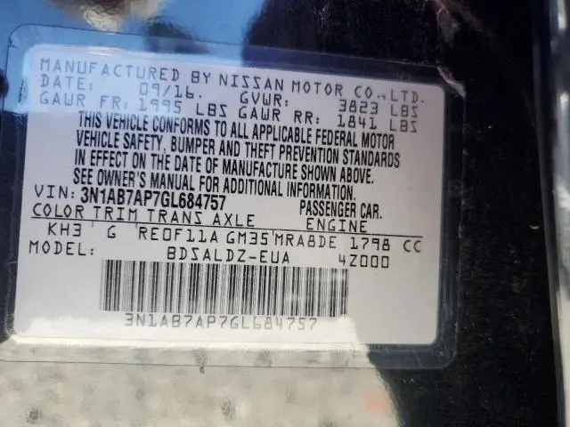 2016 NISSAN SENTRA S  