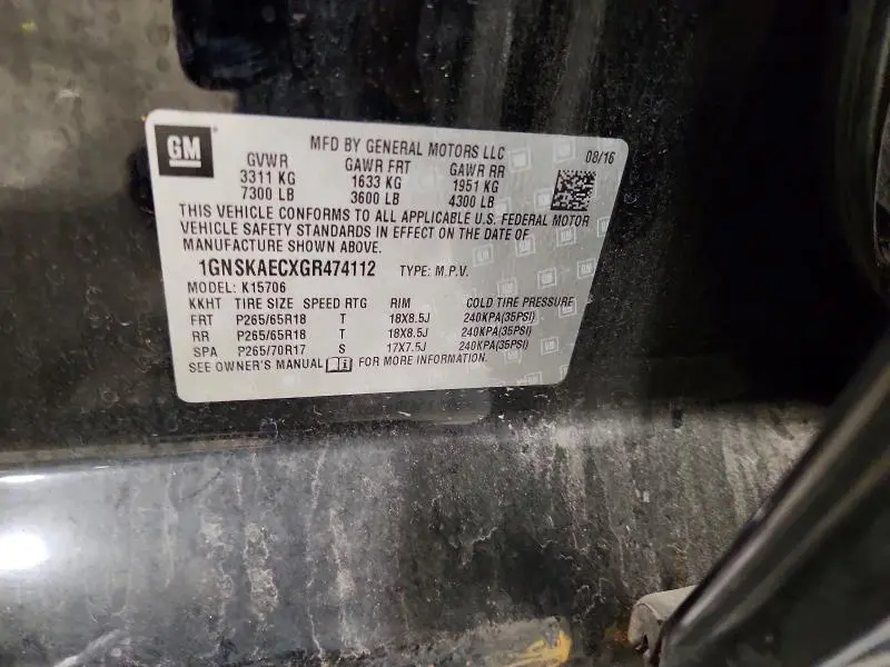 2016 CHEVROLET TAHOE K1500 LS  