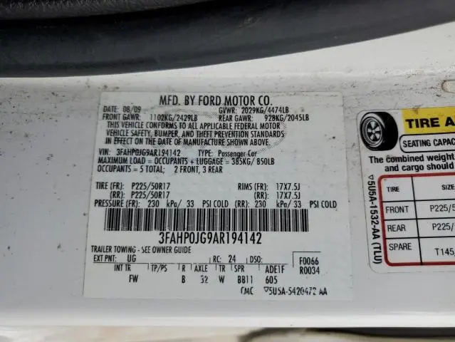 2010 FORD FUSION SEL  