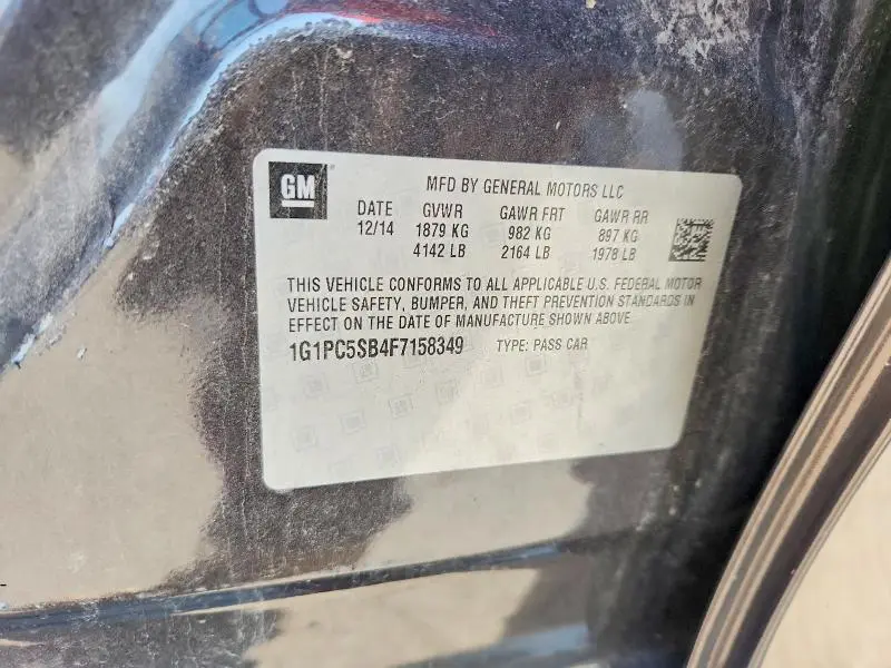 2015 CHEVROLET CRUZE LT  