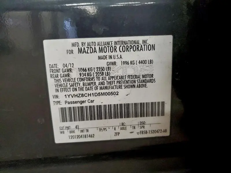 2013 MAZDA 6 GRAND TOURING  