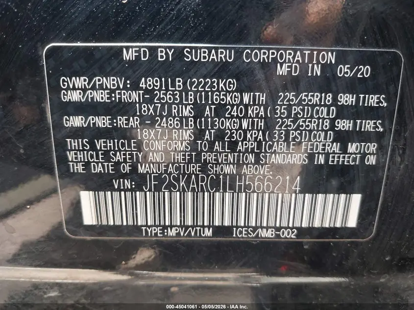 2020 SUBARU FORESTER SPORT