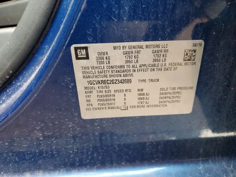 2016 CHEVROLET SILVERADO K1500 LT  