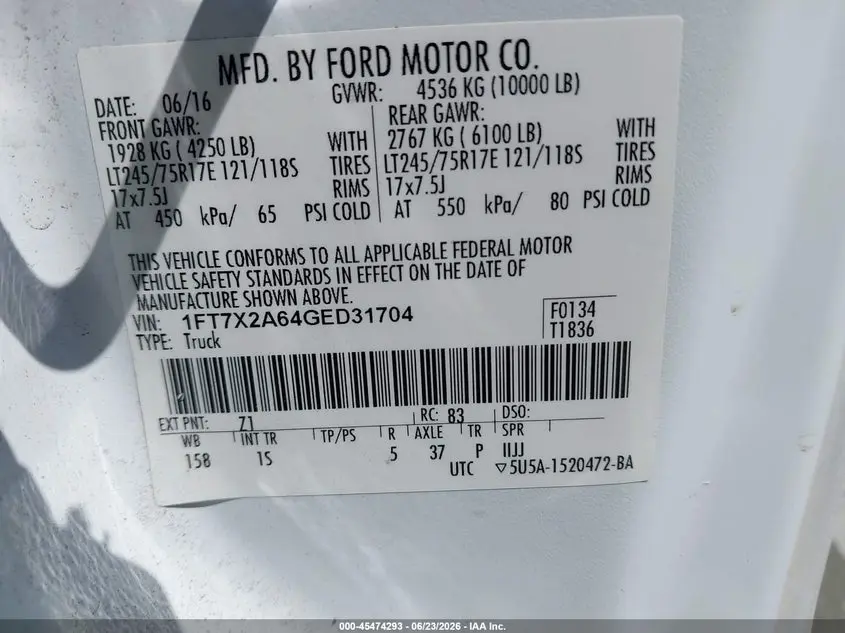 2016 FORD F-250 LARIAT/XL/XLT