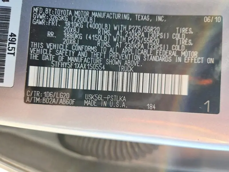 2010 TOYOTA TUNDRA CREWMAX LIMITED  