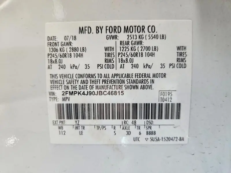 2018 FORD EDGE SEL  