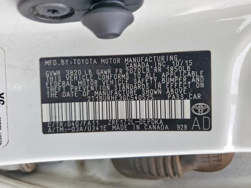 2016 TOYOTA COROLLA L  