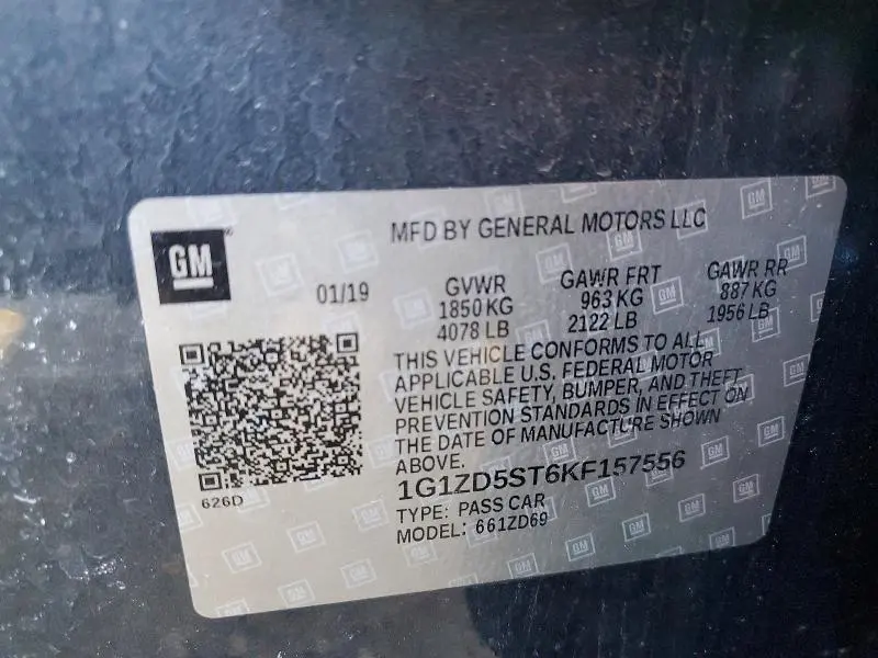 2019 CHEVROLET MALIBU LT  