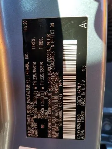 2020 TOYOTA HIGHLANDER XLE  