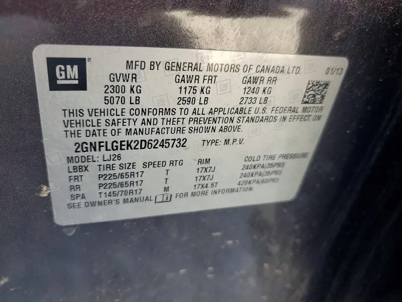 2013 CHEVROLET EQUINOX LTZ  
