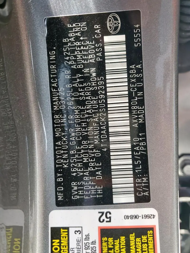 2025 TOYOTA CAMRY XSE  