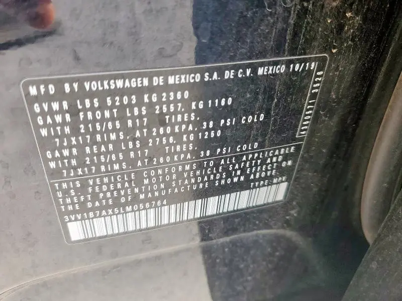 2020 VOLKSWAGEN TIGUAN S  