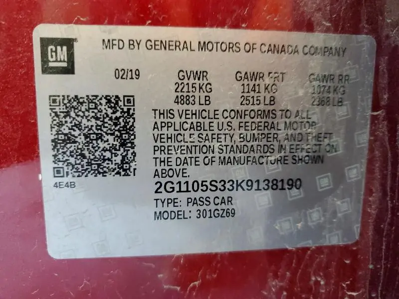 2019 CHEVROLET IMPALA PREMIER  
