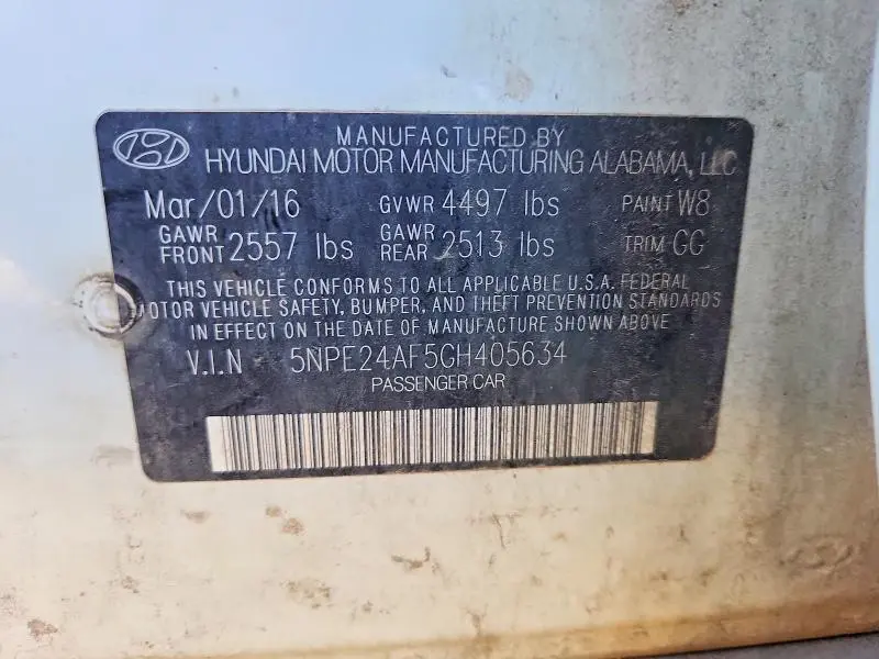 2016 HYUNDAI SONATA SE  