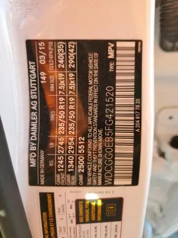 2015 MERCEDES-BENZ GLK 250 BLUETEC  