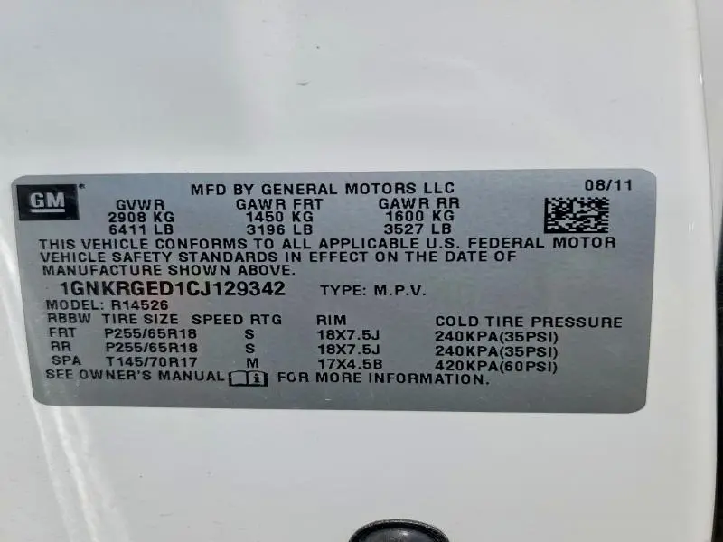 2012 CHEVROLET TRAVERSE LT  