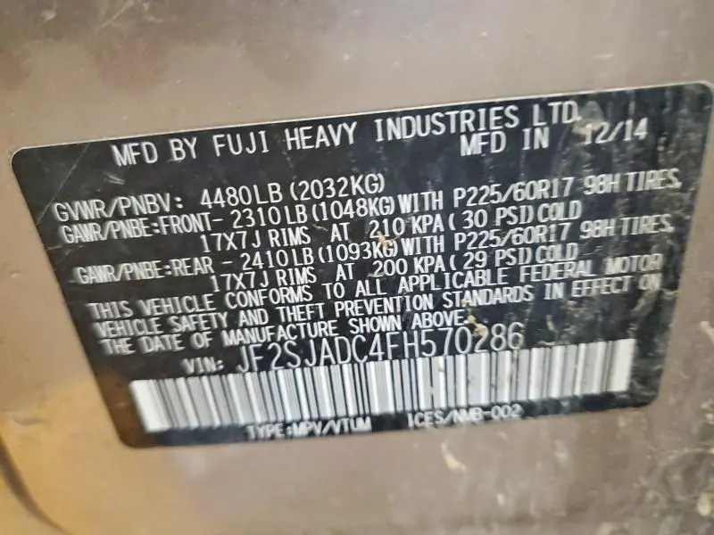 2015 SUBARU FORESTER 2.5I PREMIUM  