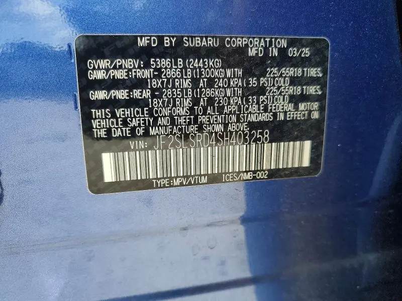 2025 SUBARU FORESTER LIMITED  