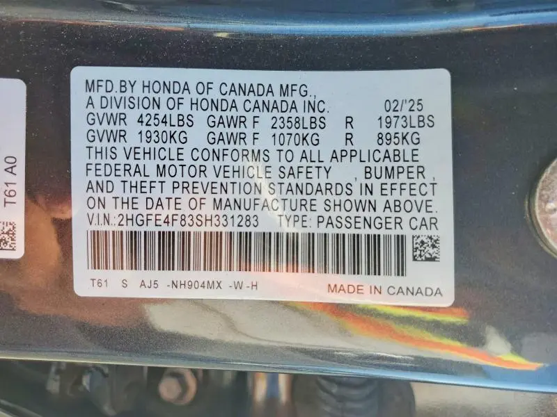 2025 HONDA CIVIC SPORT  