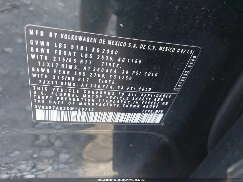 2019 VOLKSWAGEN TIGUAN 2.0T SE/2.0T SEL/2.0T SEL R-LINE/2.0T SEL R-LINE BLACK