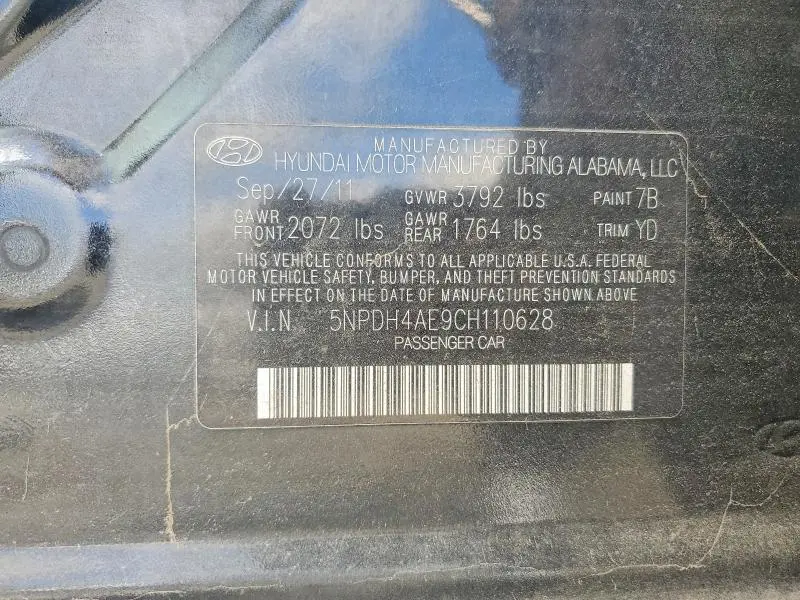 2012 HYUNDAI ELANTRA LIMITED  