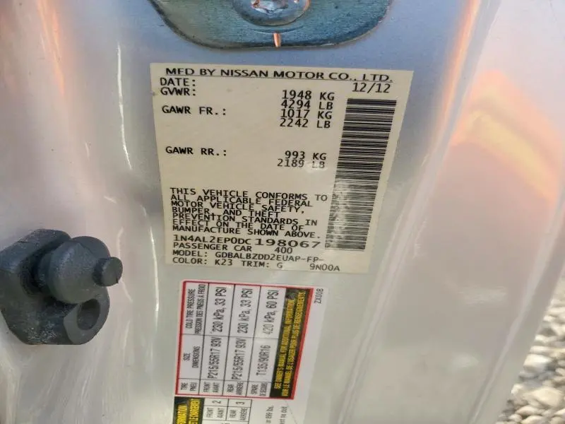 2013 NISSAN ALTIMA S  