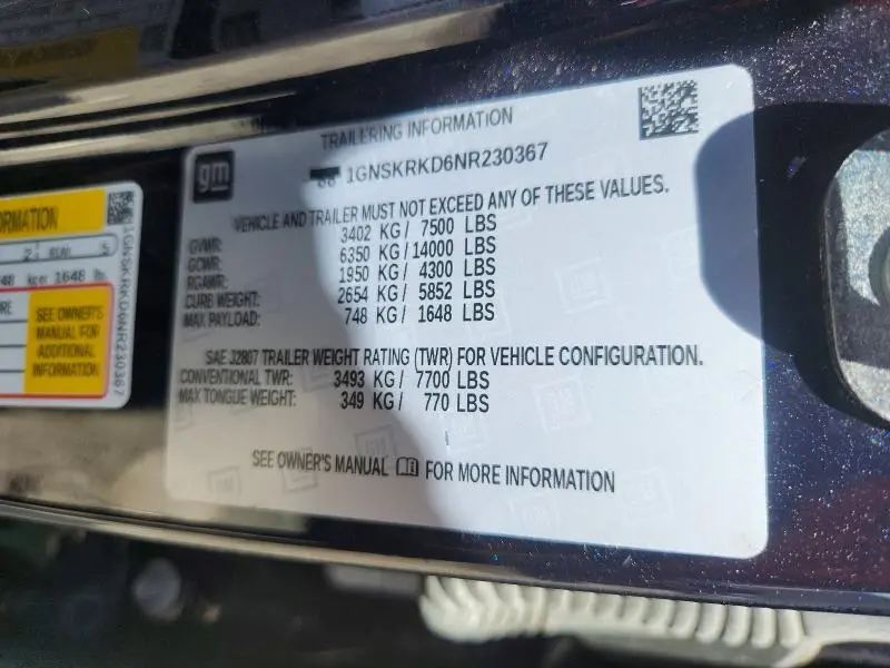 2022 CHEVROLET TAHOE K1500 RST  
