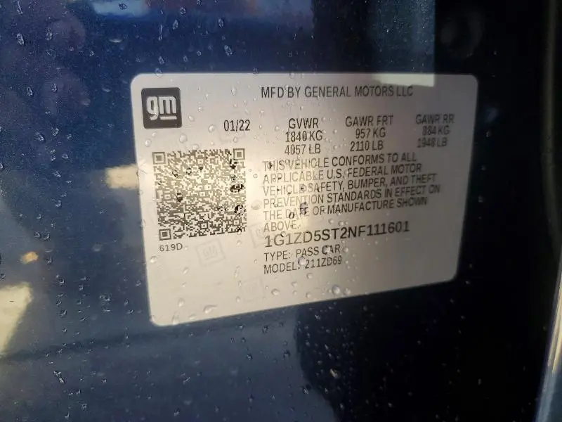 2022 CHEVROLET MALIBU LT  
