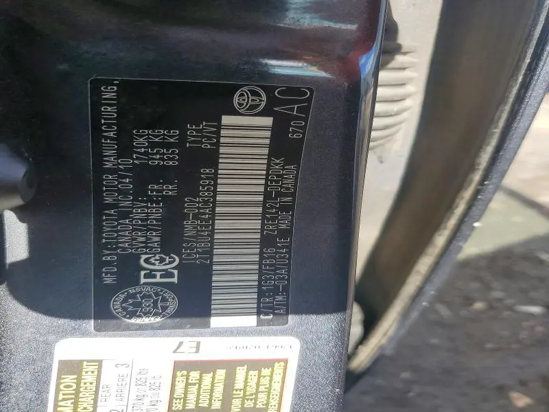 2010 TOYOTA COROLLA BASE/S/LE/XLE  