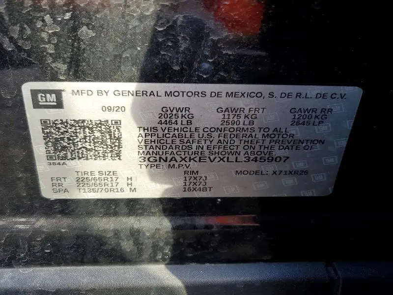 2020 CHEVROLET EQUINOX LT  