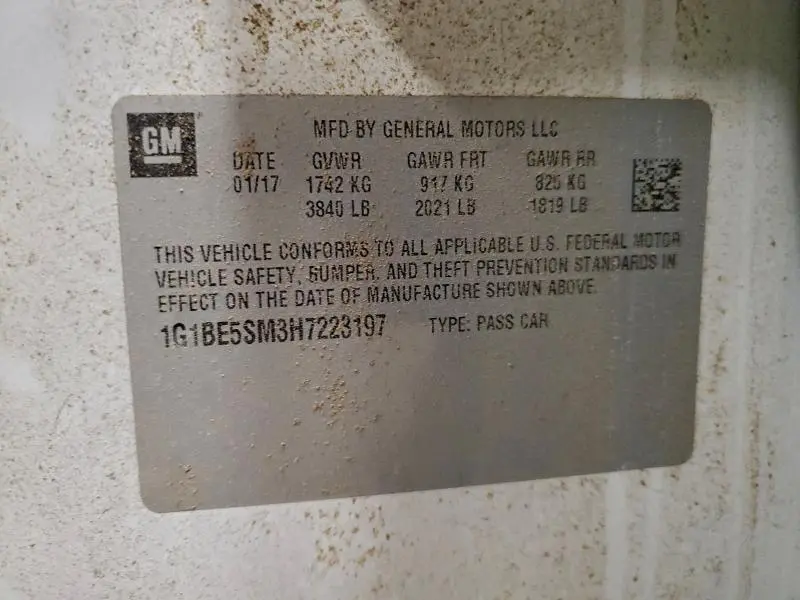 2017 CHEVROLET CRUZE LT  