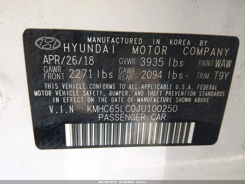 2018 HYUNDAI IONIQ HYBRID BLUE