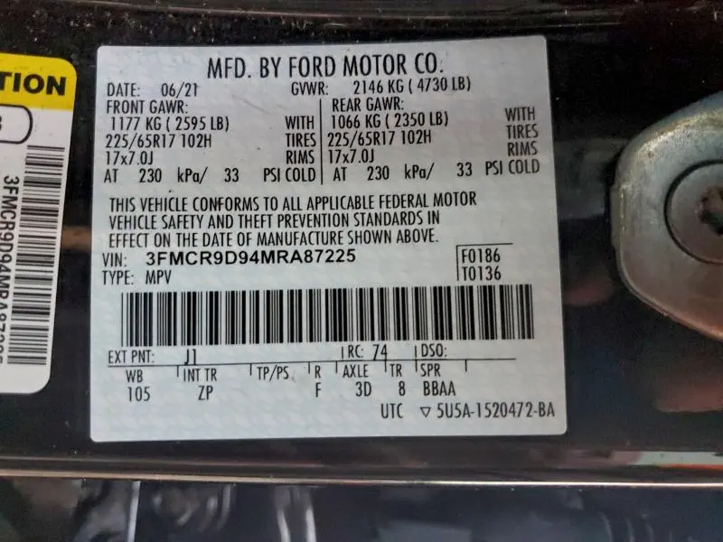 2021 FORD BRONCO SPORT BADLANDS  